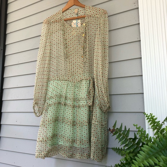 FARM Rio Dresses & Skirts - FARM Rio Dress Mini Silk Floral Lurex Ruffle US M